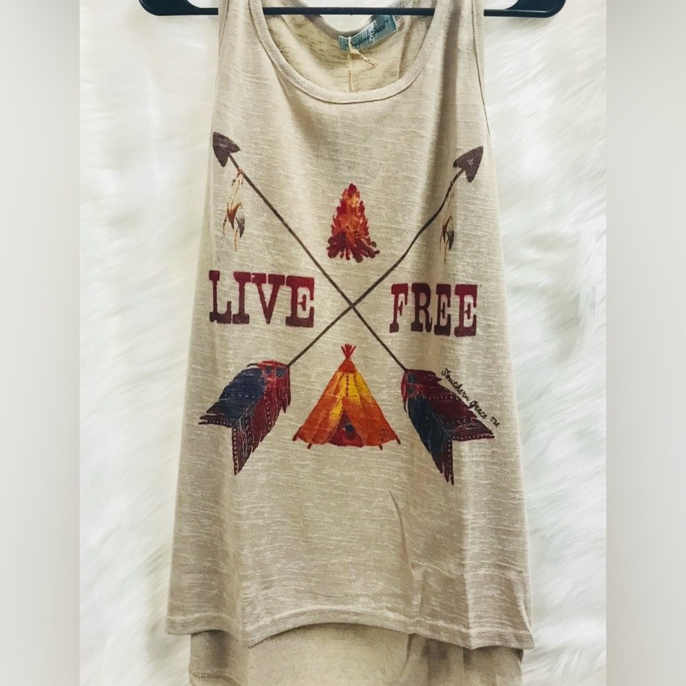 Live Free Graphic Tank Top - Cream